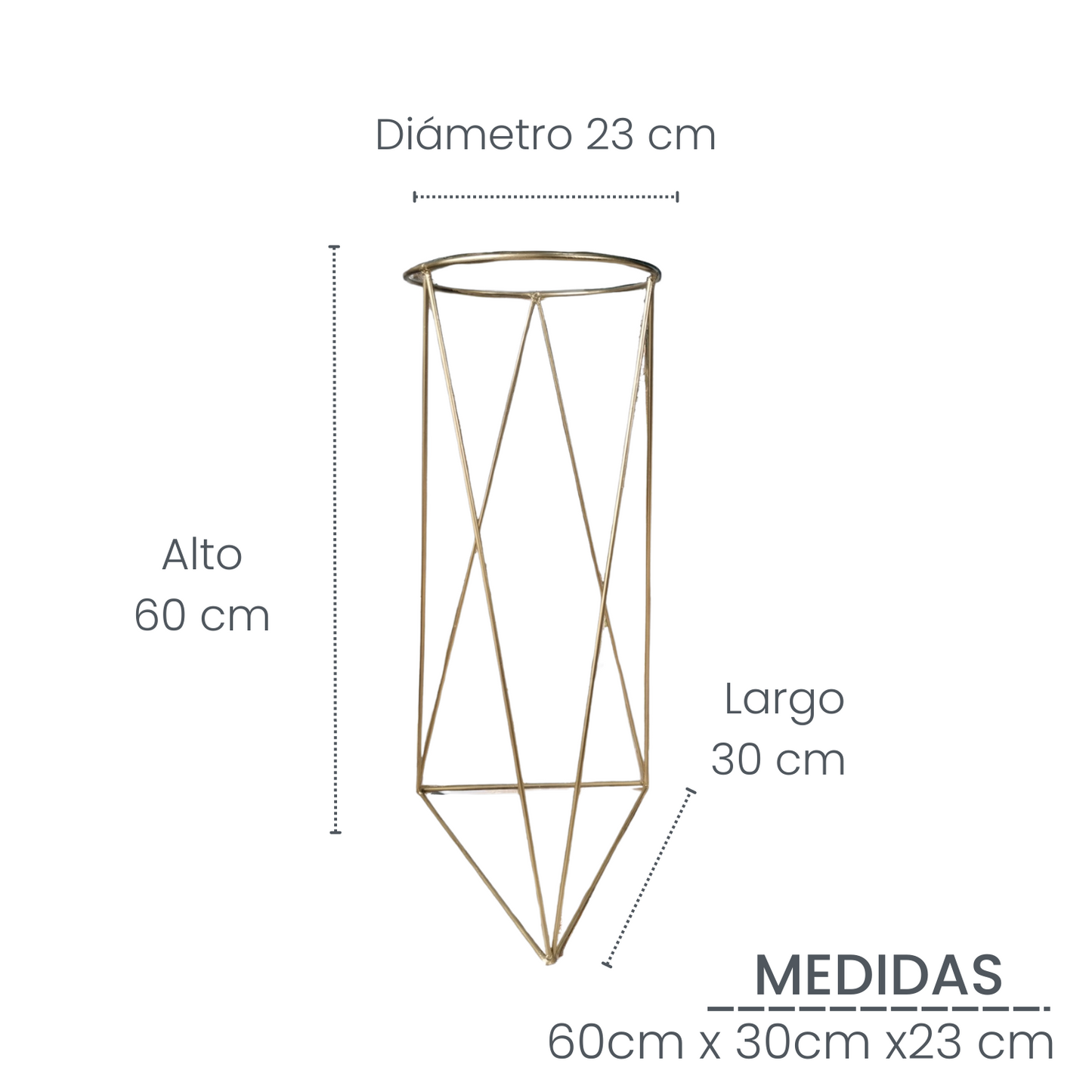 Matera Bowl de Cemento 11x24 cm Oscuro + Base Metalica Dorada 60 cm