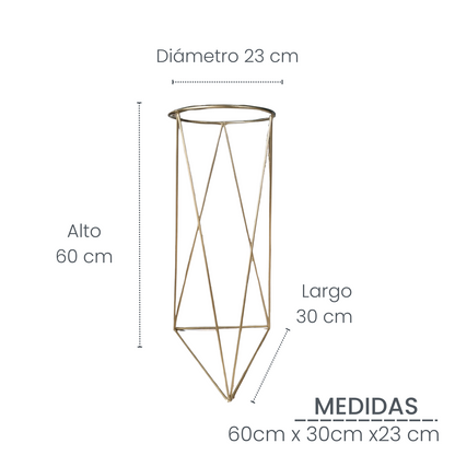 Matera Bowl de Cemento 11x24 cm Oscuro + Base Metalica Dorada 60 cm