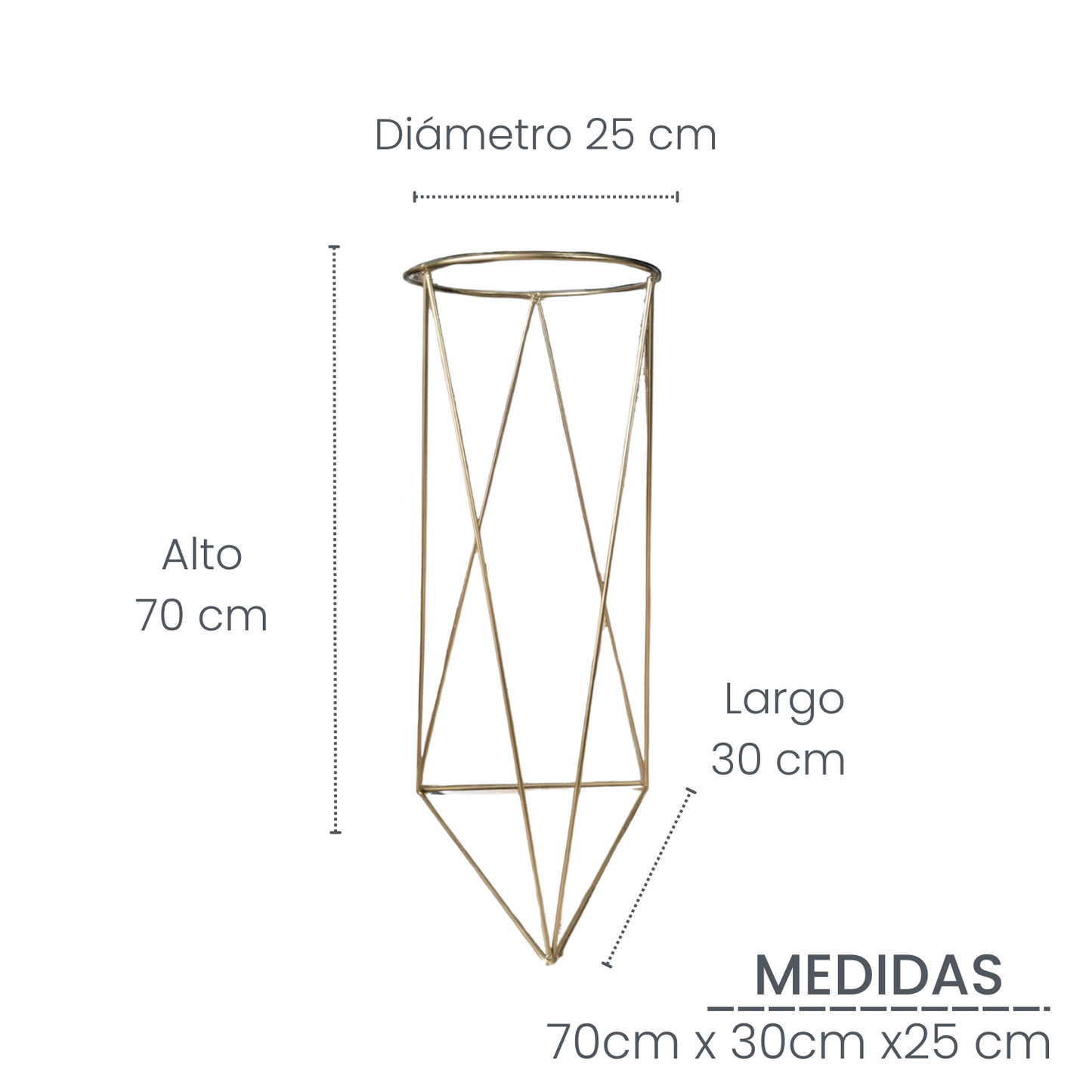 Matera Bowl de Cemento 14x29 cm Oscuro + Base Metalica Dorada 70 cm