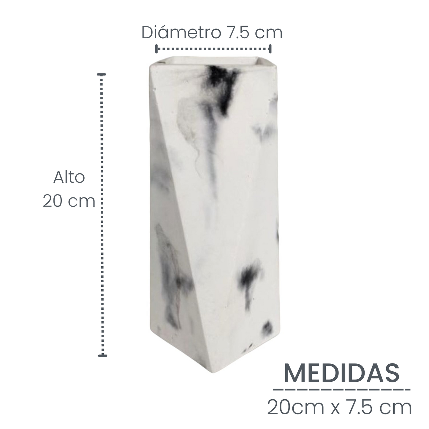 Jarrón Alice en cemento 20x7 cm Mármol negro