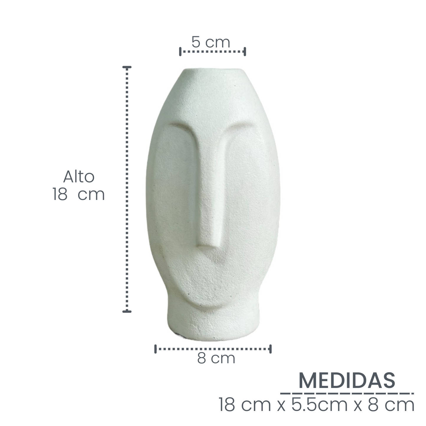 Jarrón Stonge de cemento 18x8x5 cm Blanco
