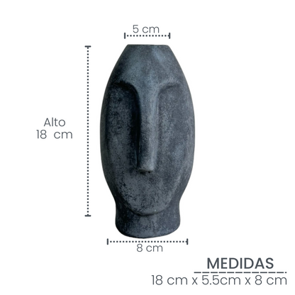 Jarrón Stonge de cemento 18x8x5 cm Oscuro