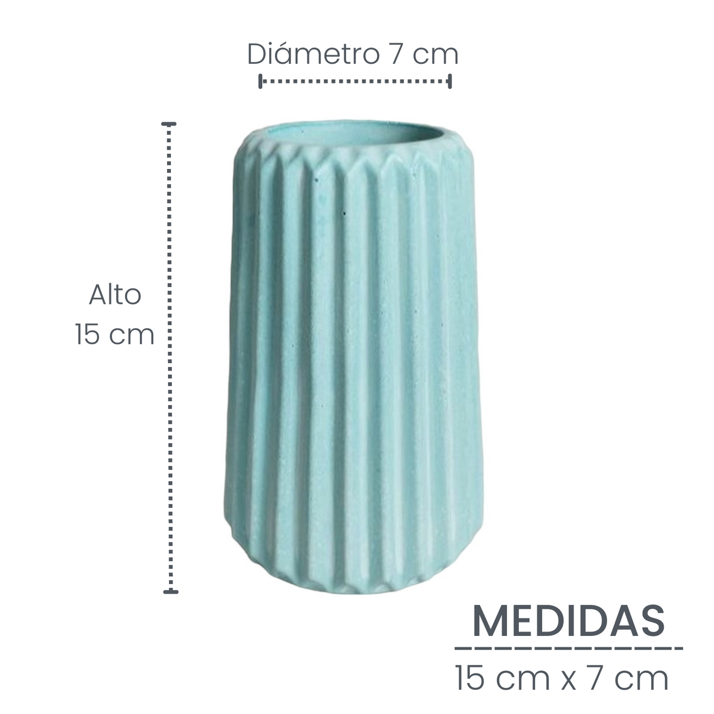 Florero Adamaris en cemento 15x7 cm Aguamarina
