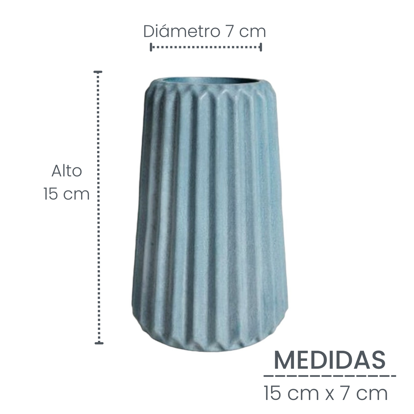 Florero Adamaris en cemento 15x7 cm Azúl Petróleo