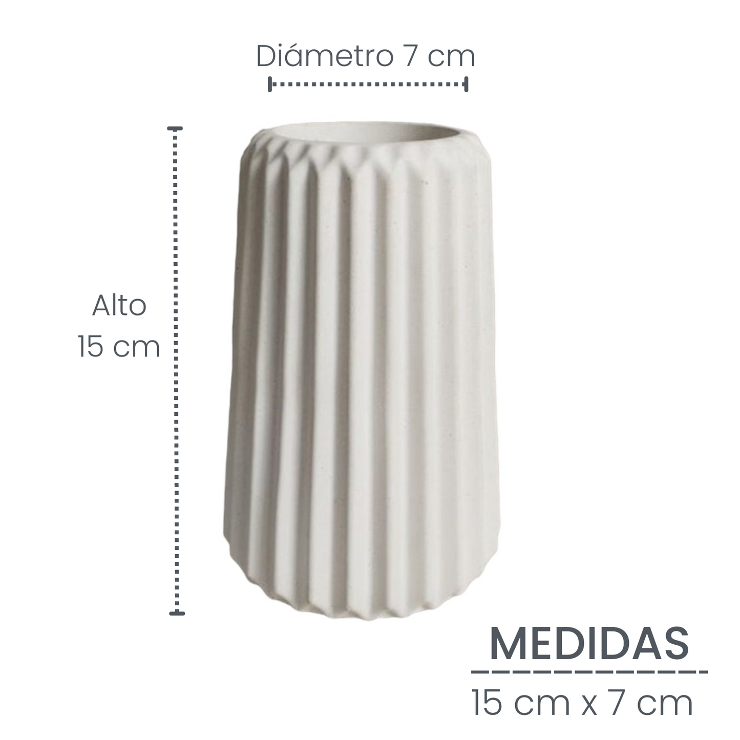 Florero Adamaris en cemento 15x7 cm Blanco
