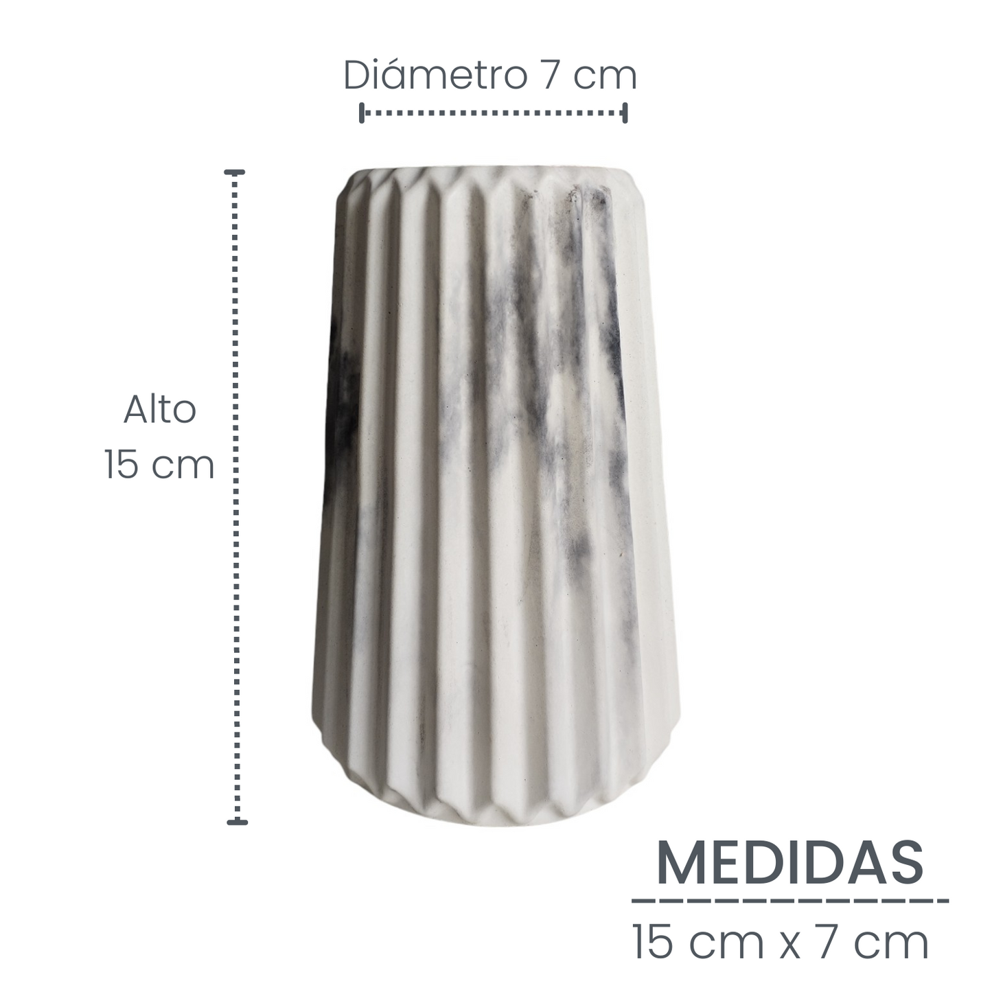 Florero Adamaris en cemento 15x7 cm Mármol negro