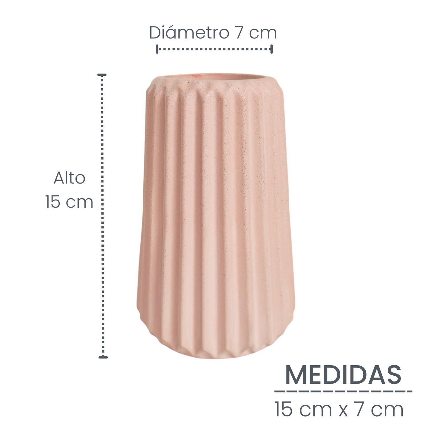 Florero Adamaris en cemento 15x7 cm Palo de Rosa