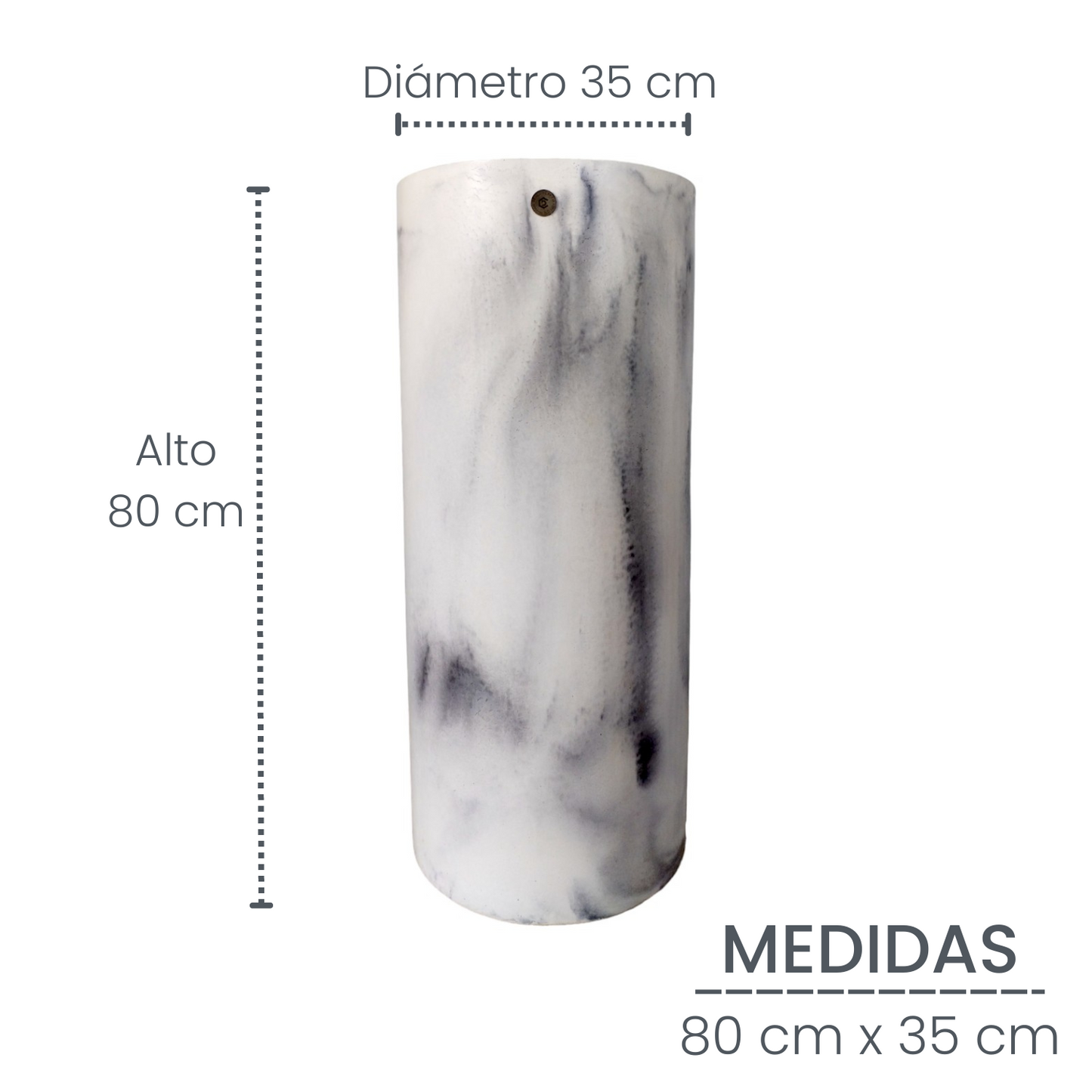 Matera Cilindro de Cemento 80 x 35 cm Mármol Negro