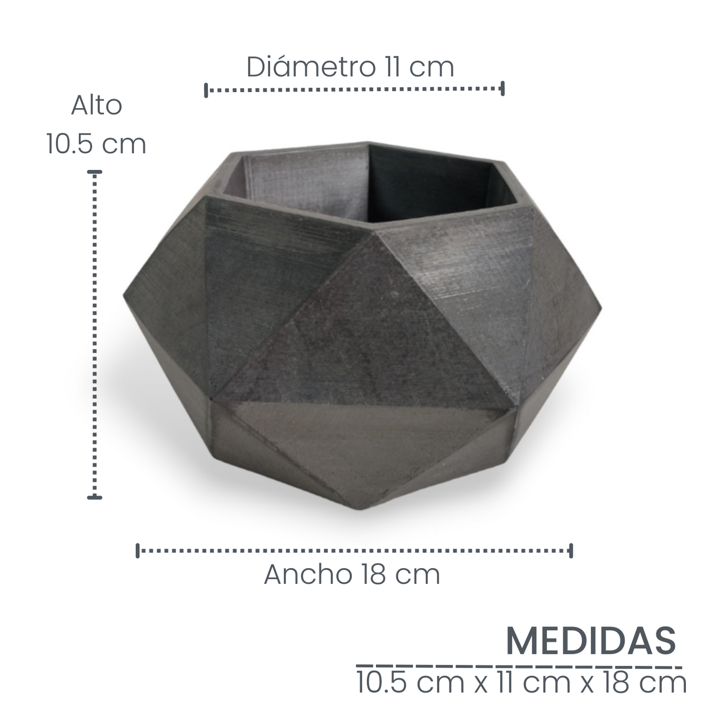 Matera Adara en cemento 10.5x11x18 cm Oscuro