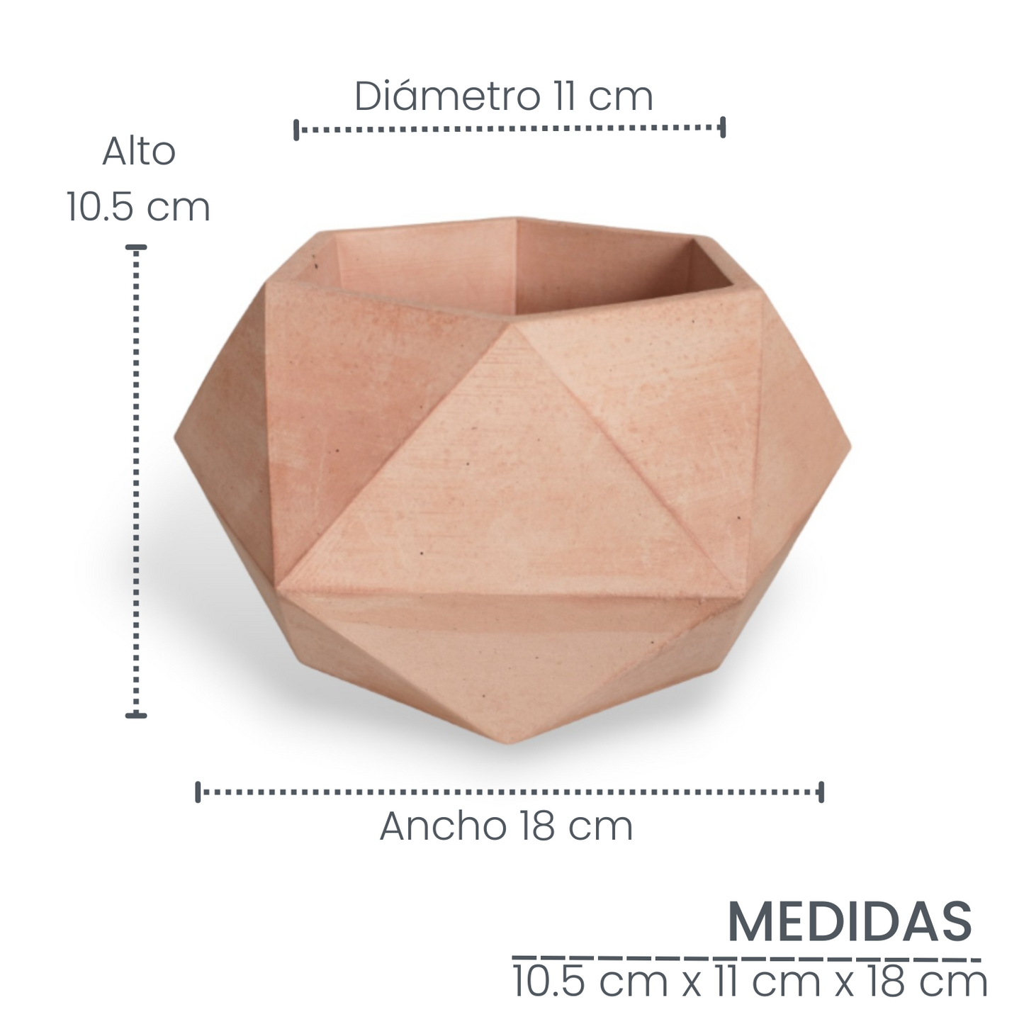 Matera Adara en cemento 10.5x11x18 cm Palo de rosa