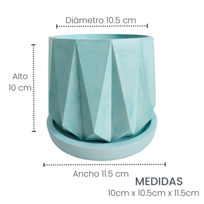 Matera Lirio en cemento 10x10.5x11.5 cm Aguamarina