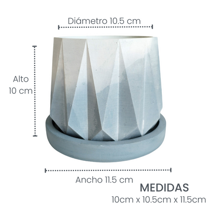 Matera Lirio en cemento 10x10.5x11.5 cm Azul/Blanco