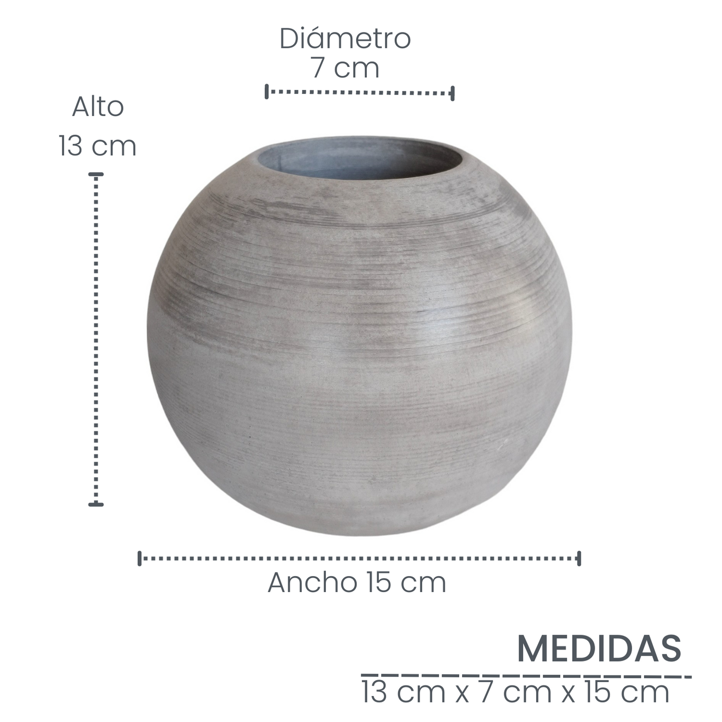 Matera Luna  en cemento 13x7x15 cm Gris