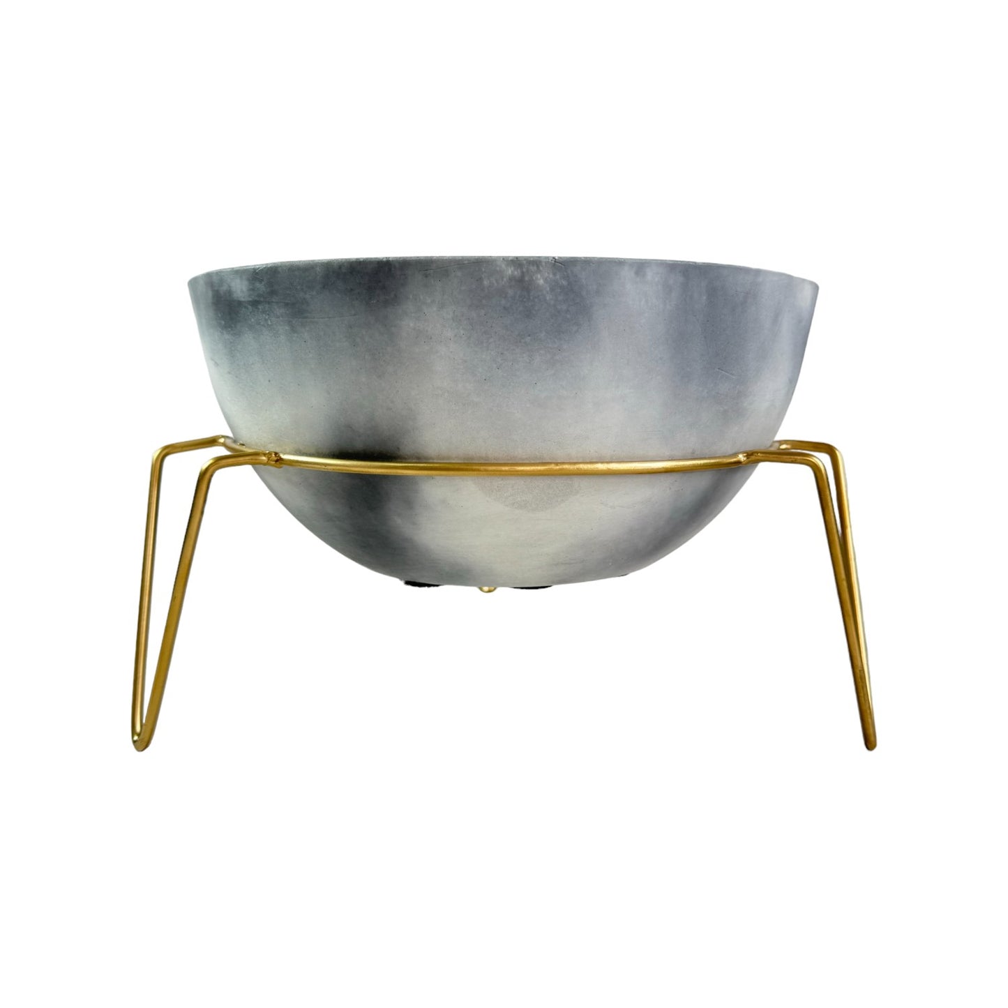 Matera Bowl mediano Álora de cemento 24x11 cm Mármol negro + Base metalica dorada