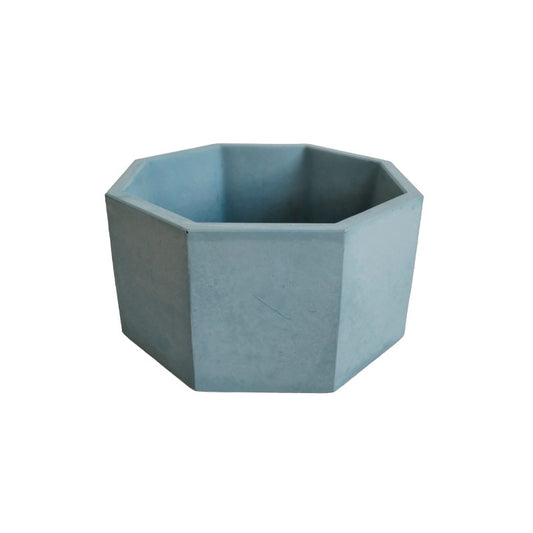 Matera Terrario Hexagonal de Cemento 8.5x18 cm Azul Petróleo