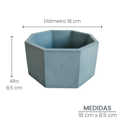 Matera Terrario Hexagonal de Cemento 8.5x18 cm Azul Petróleo