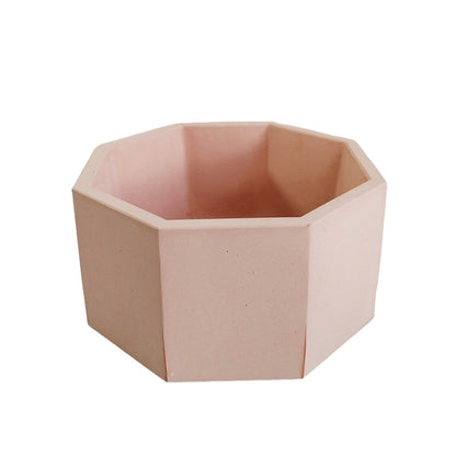 Matera Terrario Hexagonal de Cemento 8.5x18 cm Palo de Rosa