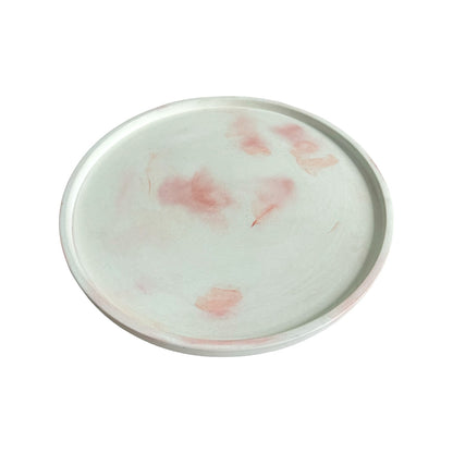 Plato Deco de cemento 30cm Mármol rosa