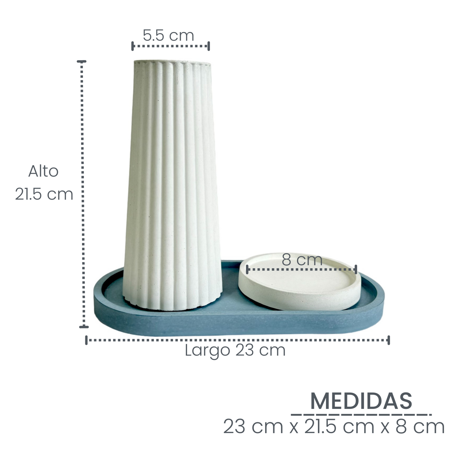 Setx3 Florero Alessia de cemento Blanco/Petroleo