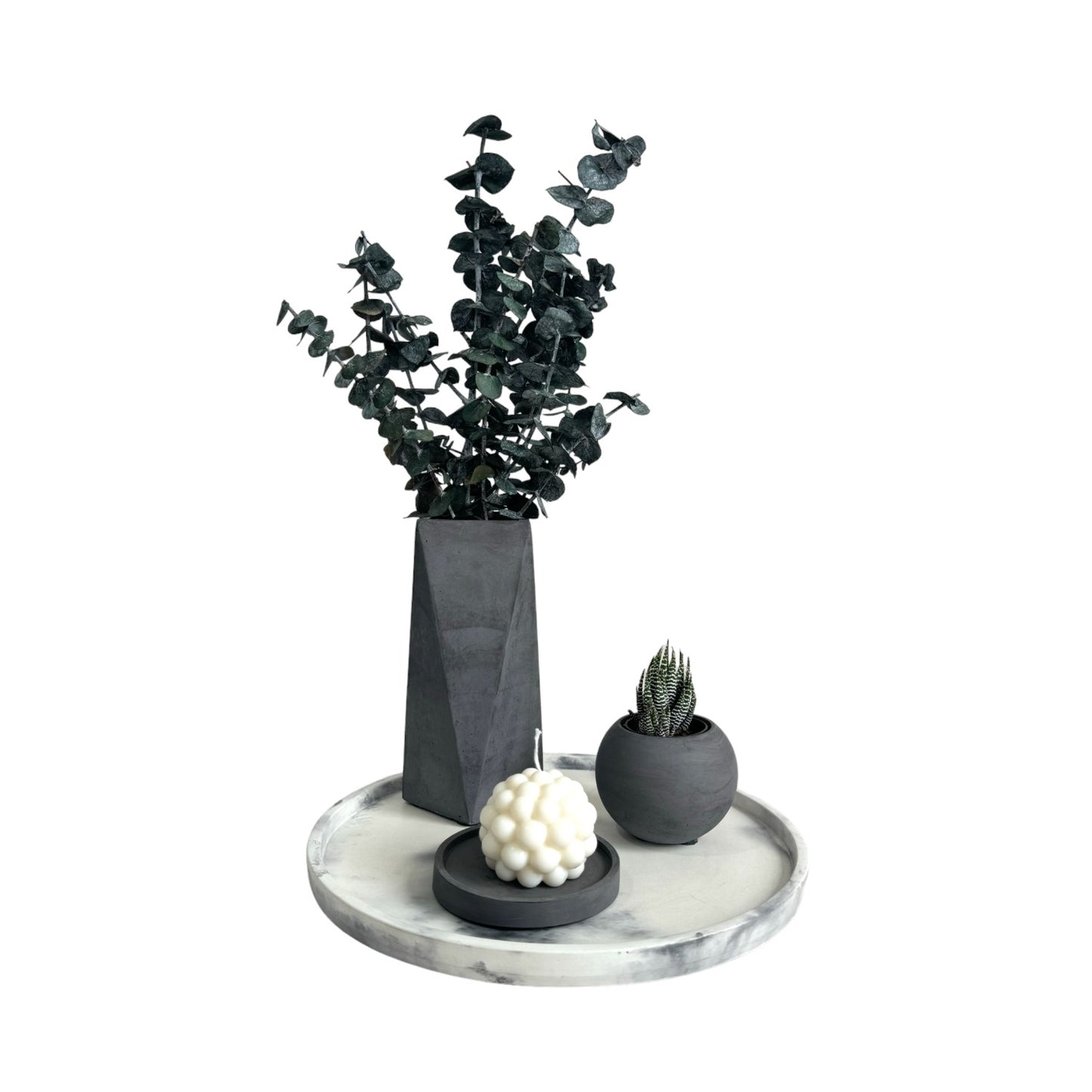 Setx4 Florero Alice de cemento  Oscuro/Mármol negro