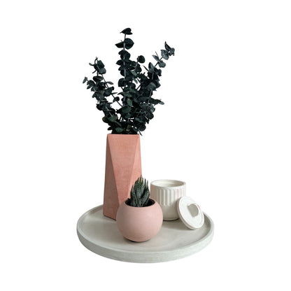 Setx4 Florero Alice de cemento  Palo de rosa/Blanco
