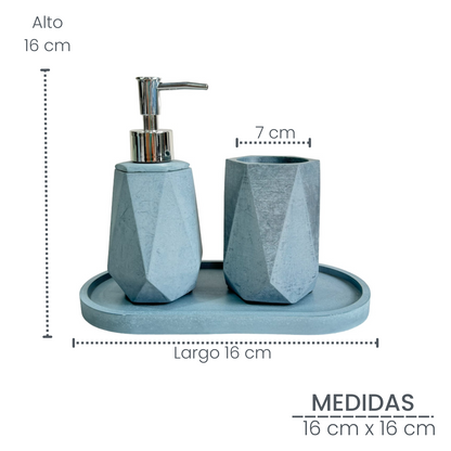 Set X3 Dispensador Baño Coral en cemento Petróleo