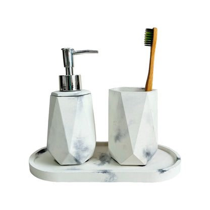 Set X3 Dispensador Baño Coral en cemento Mármol negro