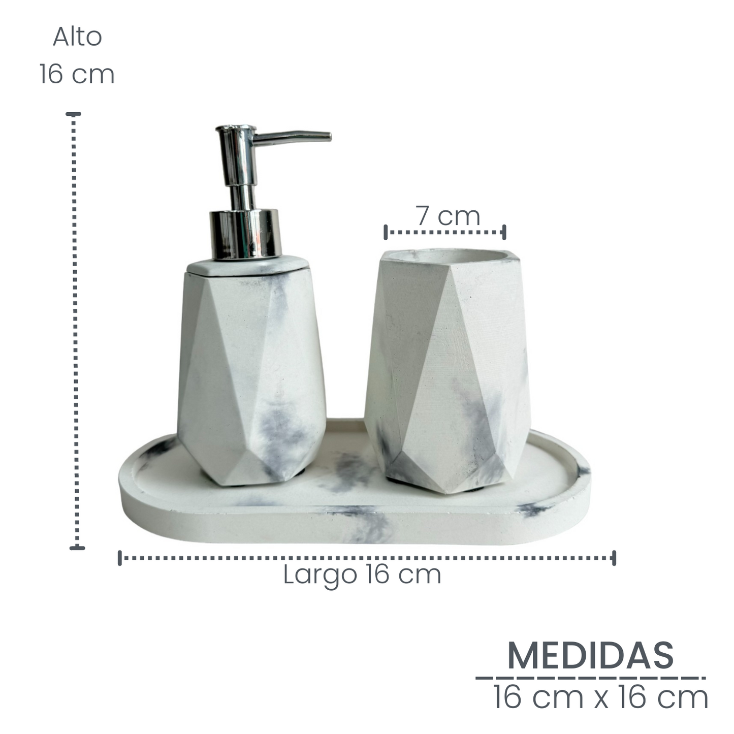 Set X3 Dispensador Baño Coral en cemento Mármol negro