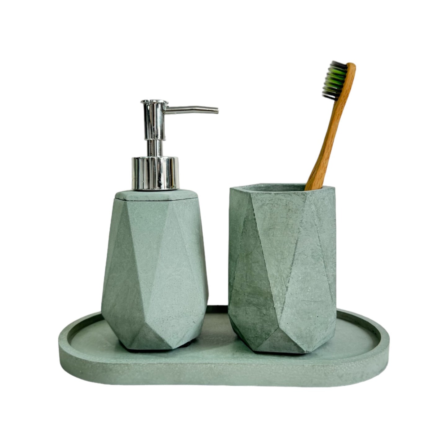 Set X3 Dispensador Baño Coral en cemento Oliva