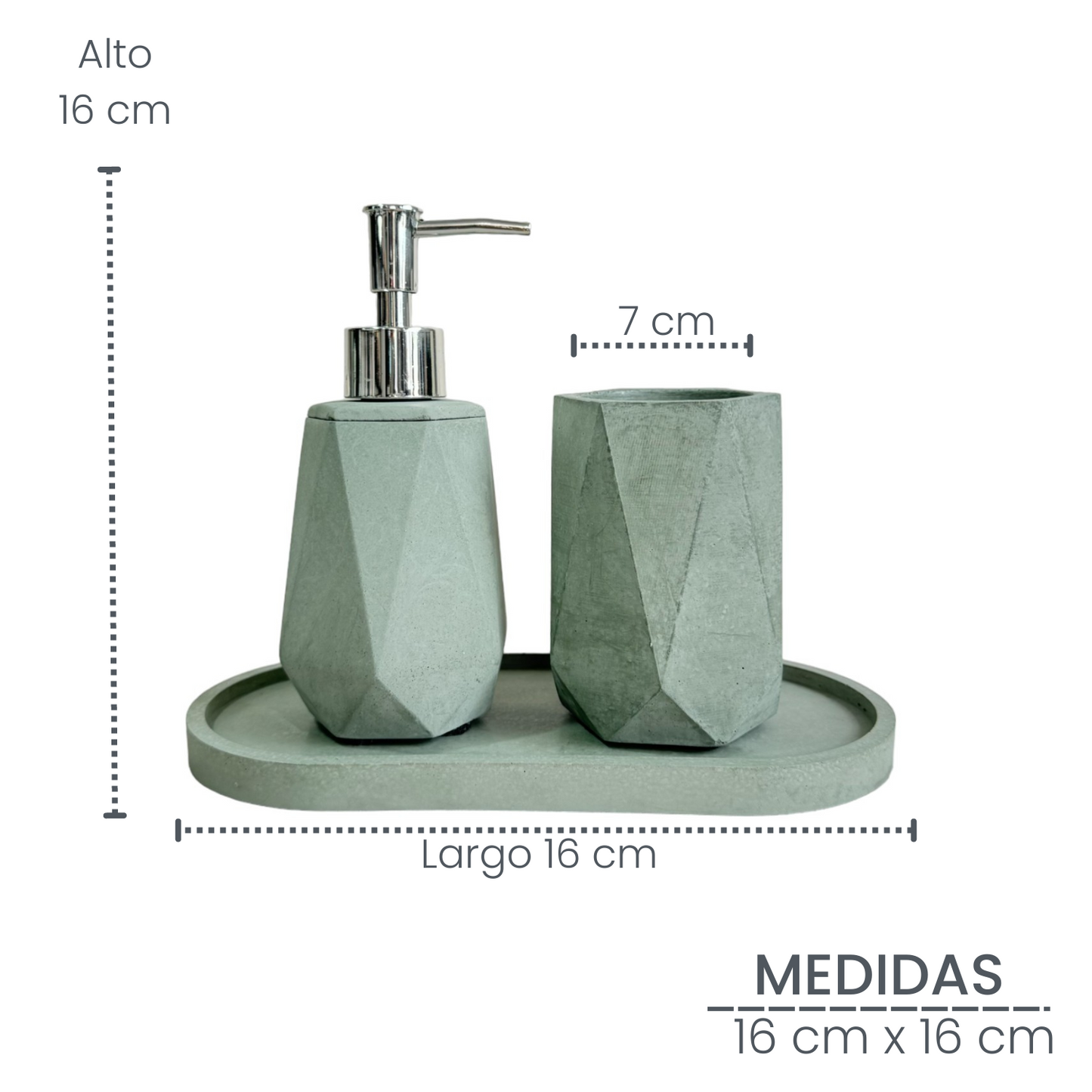 Set X3 Dispensador Baño Coral en cemento Oliva