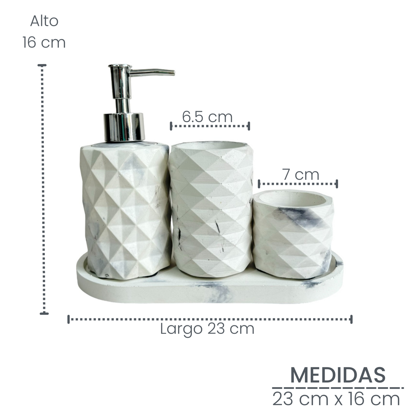 Set X4 Dispensador Baño Ela en cemento Mármol negro