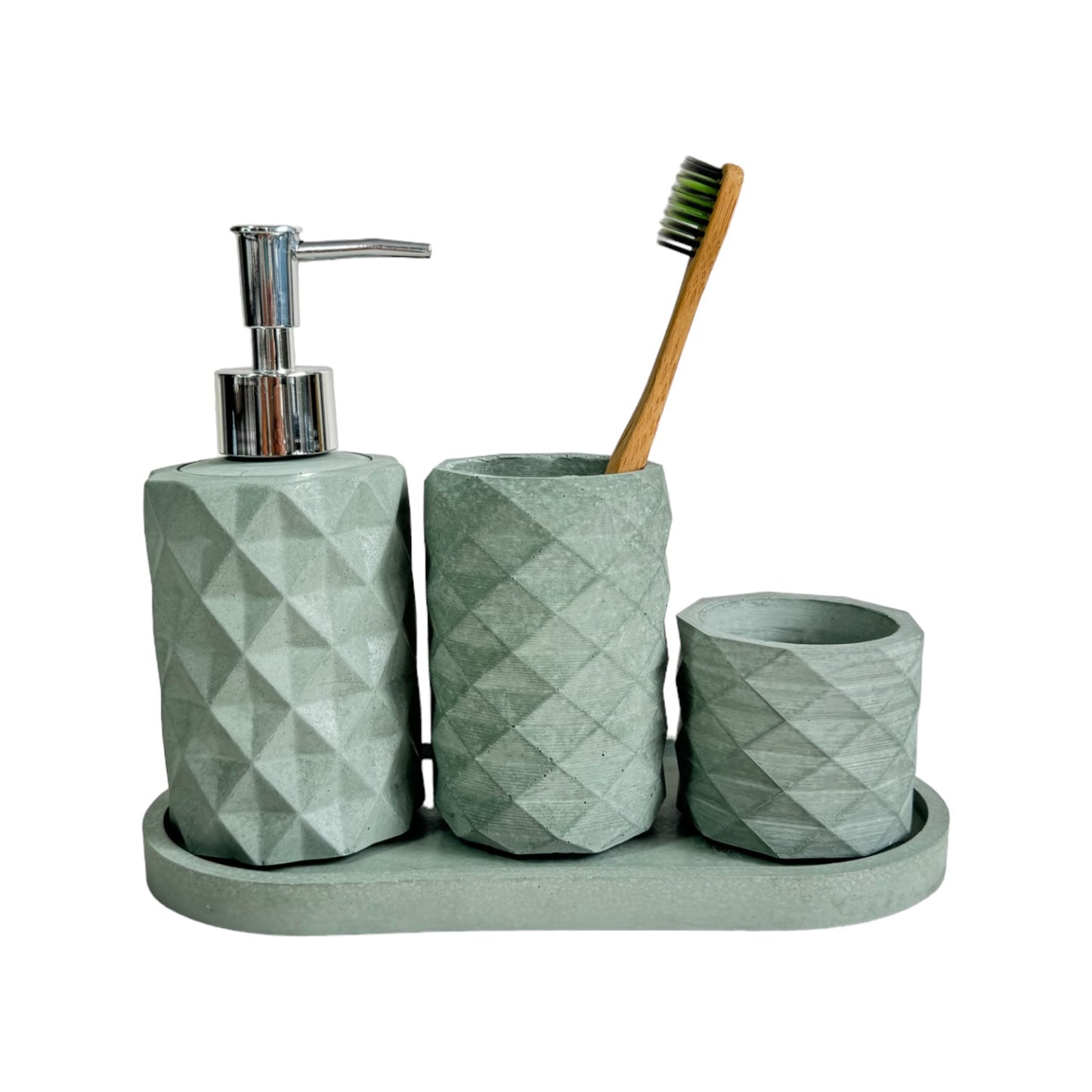 Set X4 Dispensador Baño Ela en cemento Oliva