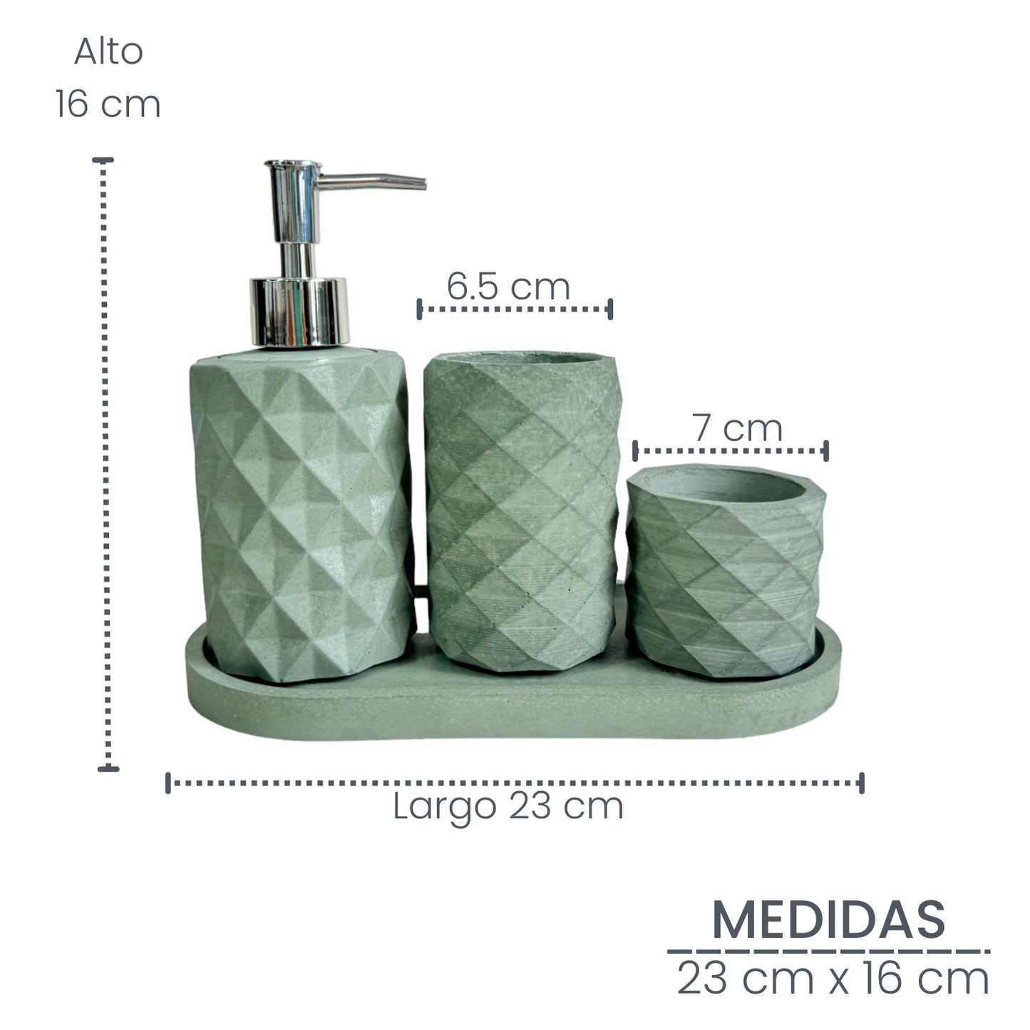 Set X4 Dispensador Baño Ela en cemento Oliva